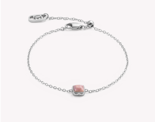 Coeur de Lion Silver Bracelet Rhodochrosite - July